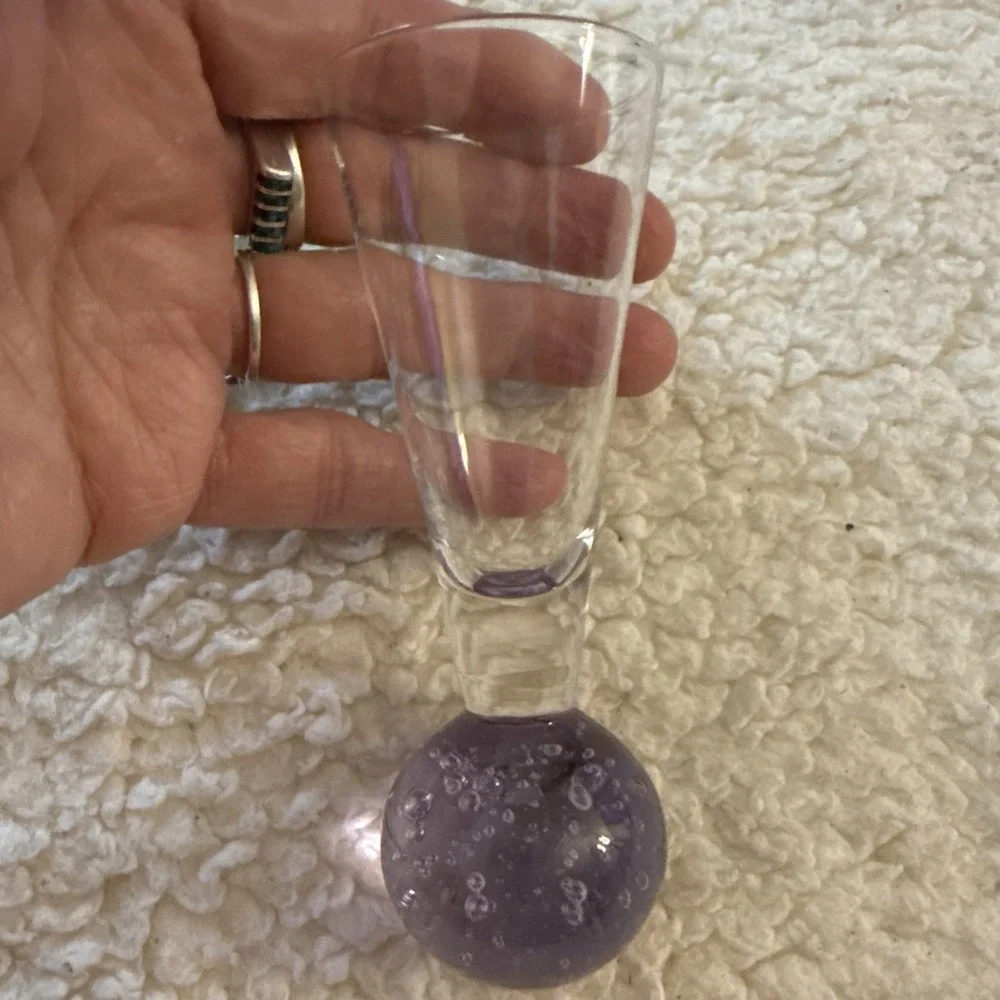 SET OF 6 Vintage Shot Glass Cordial Circleware Bubble Ball Bottom Base 4.5